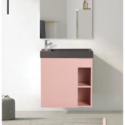 20'' Wall-Mounted Floating Bathroom Vanity with Resin Sink