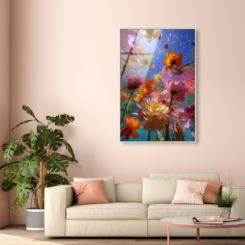Liquid Bloom II Print, 55"H x 37"W, White Floater Frame