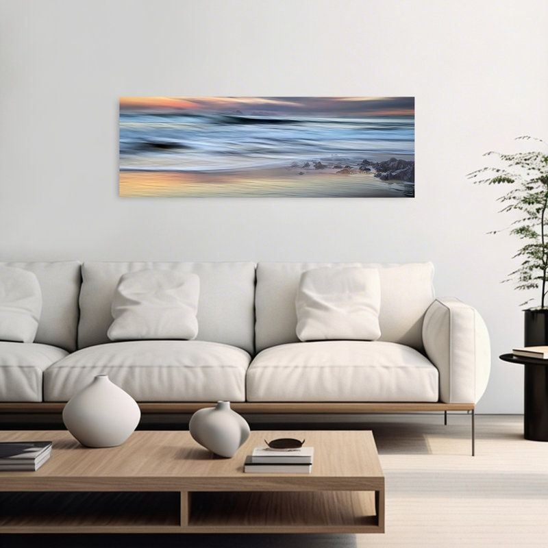 Art mural abstrait flou océanique, 16" H x 48" W