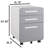 3 Drawer Mobile File Cabinet Under Desk Office,Simple Style Versatile Storage Cabinet For Legal/Letter/A4 Files, 5 Wheel Design Anti-Tilting Cold Rolled Steel Waterproof Moisture-Proof-552604785