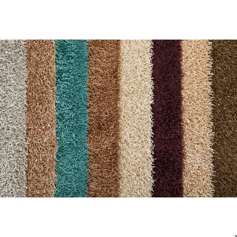 Heston Authentic Hand Woven Handmade Beige Modern Abstract Polyester Shag Area Rug