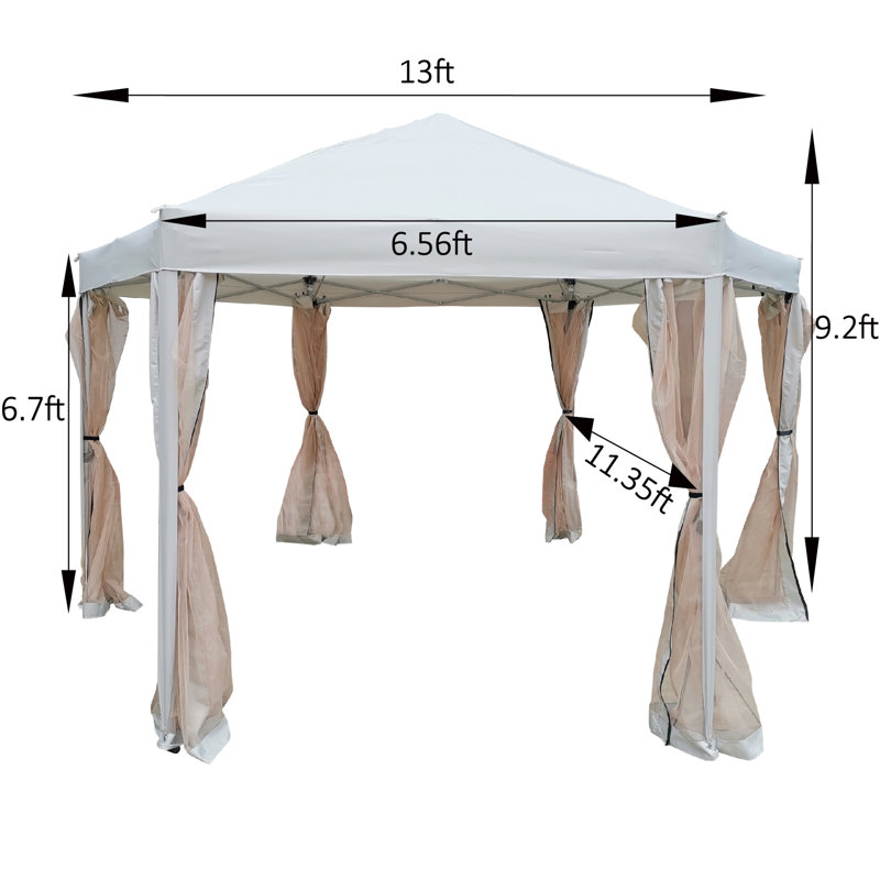 13 Ft. X 9.2 Gazebo Canopy - Strong Steel Frame, Zippered Mesh Sidewalls, Backyard Sun Shelter Rust- Sidewalls For Outdoor Use