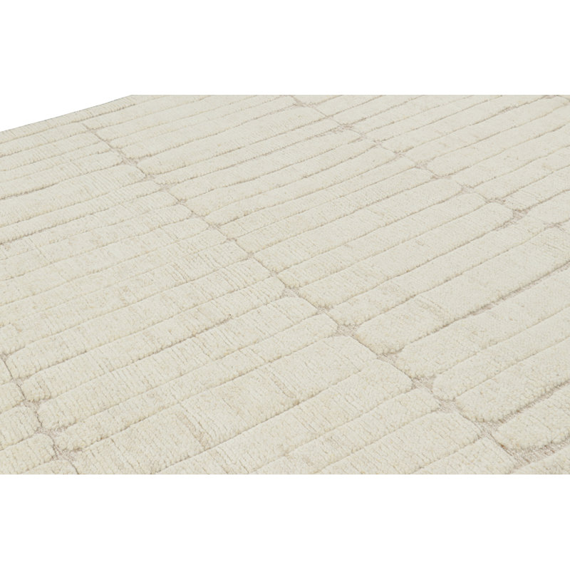 Rug & Kilim’S Contemporary Rug In White With High-Low Geometric Patterns