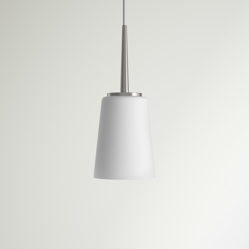 Driscoll One Light Mini-Pendant from Generation Lighting , 100W A19 Medium, Brushed Nickel, White