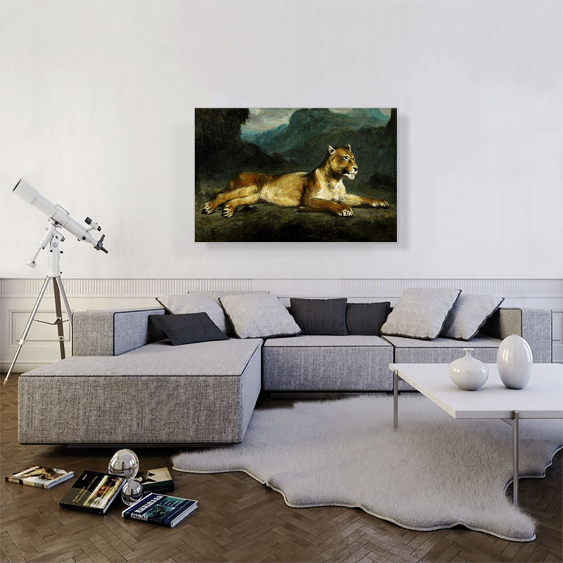 Lionne inclinable 1855 - impression, H 26 po x l 40 po x P 0,75 po