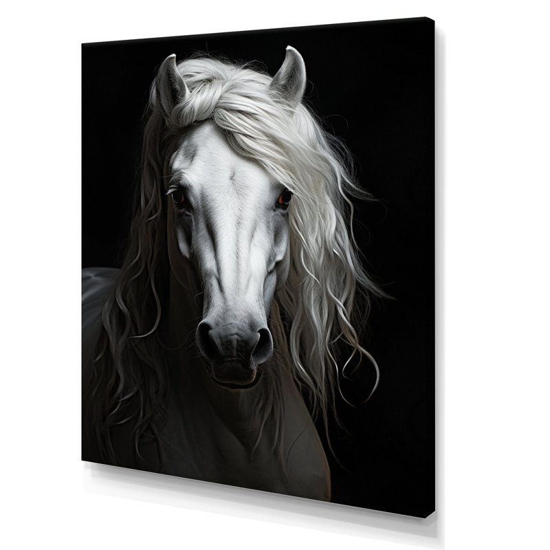 Gris gris majestueux - impressions encadrées de chevaux, H 32 po x l 24 po x P 1 po, Toile tendue