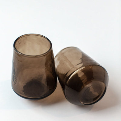 S/4 Handblown Hammered Glass Water Tumbler- Blush