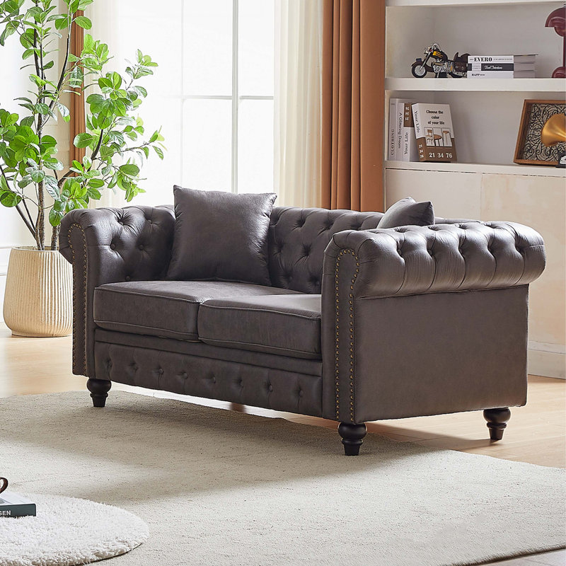 Canapé Chesterfield rembourré, Gris
