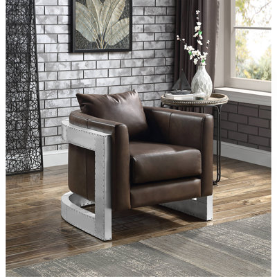 Fauteuil d'appoint espresso et cuir fleur espresso