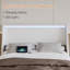 Grand lit plateforme de rangement avec station de charge et lumières à DEL RVB Smart Control, cadre de lit tapissier blanc avec tiroirs de rangement, ports de chargement USB et Type-C, tête de lit rembourrée en lin doux, 2 tiroirs de rangement sous le lit, aucun sommier nécessaire-78855525-84067993
