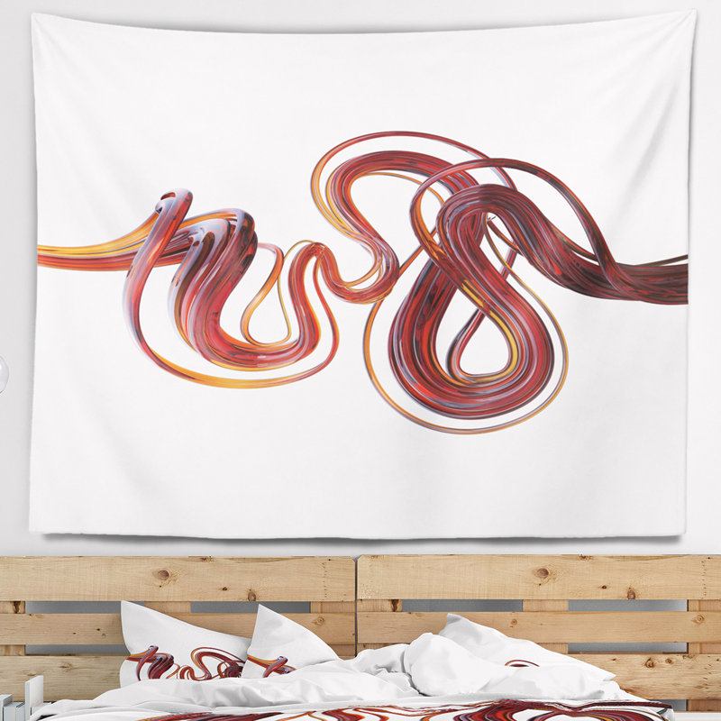 Tapisserie abstraite à lignes flexibles caramel 3D, H 50 po x l 60 po