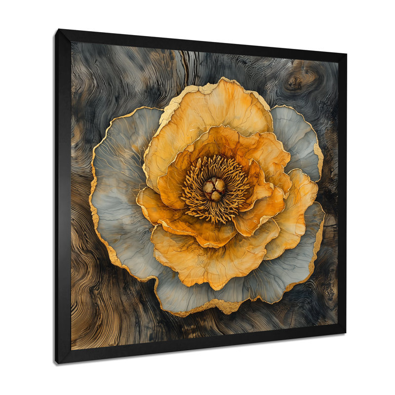 «Autumn Mums Flowers On Onyx Crystal River III», art mural «Mums», Reproduction encadrée d'une seule photo, H 16 po x l 16 po