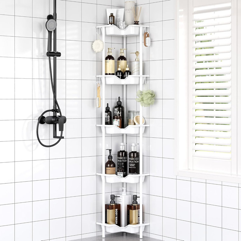 5 Tier Floor Standing Corner Shower Caddy For Bathroom,Rust Proof,Large Capacity