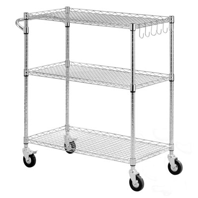 Rolling 3 Tier Bar Cart with Shelves