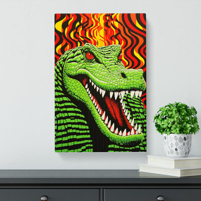 Alligator Op Art - Wrapped Canvas