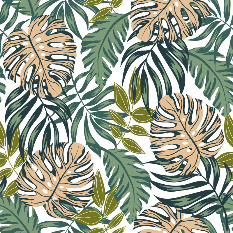 Tropical Leaves Summer Wallpaper, 37.92" L x 57" W