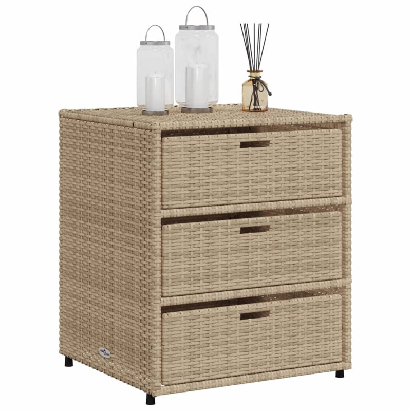 Garden Storage Cabinet 55X59x69 Cm Poly Rattan, Beige