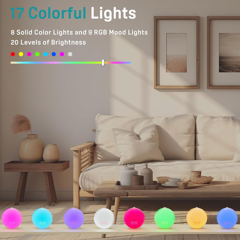 Alarm Clock White Noise Sound Machine With 25 Soothing Sounds 17 Nightlights Bluetooth Speaker Wake Up Light Alarm Clock