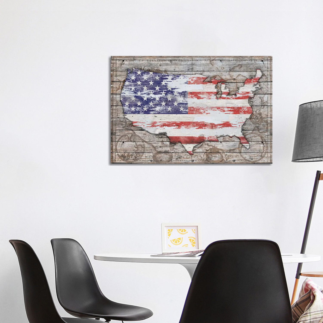 USA Map Old America by Diego Tirigall - Wrapped Canvas Graphic Art