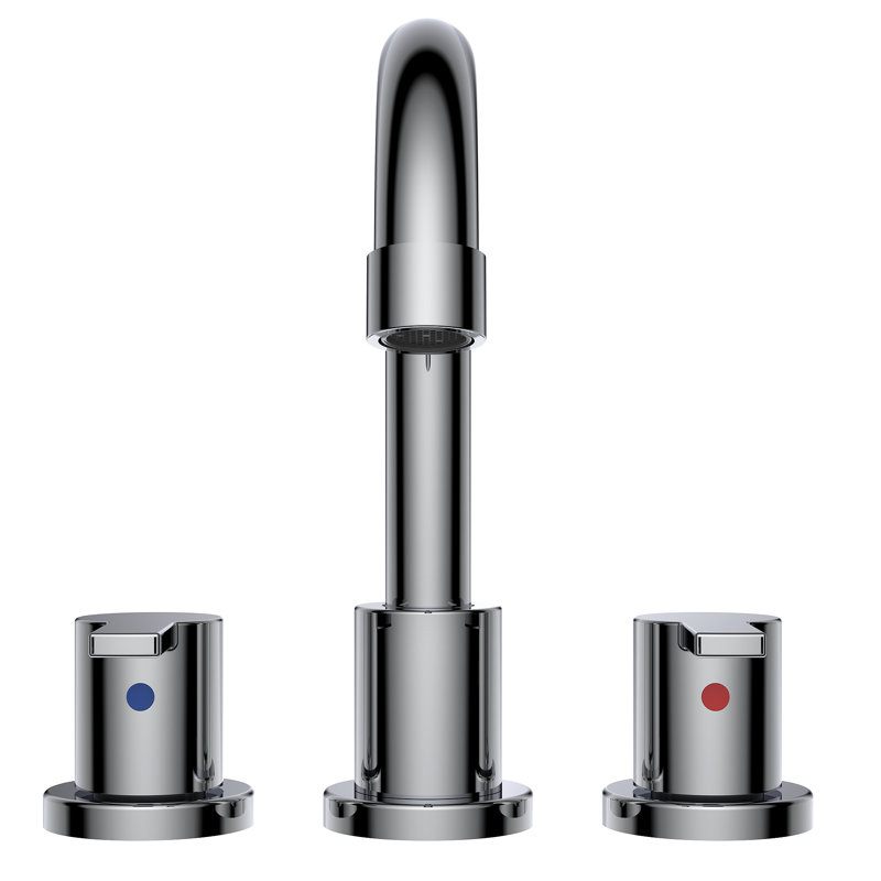 Robinet de salle de bain à large entraxe avec ensemble de bonde inclus en noir mat, Chrome
