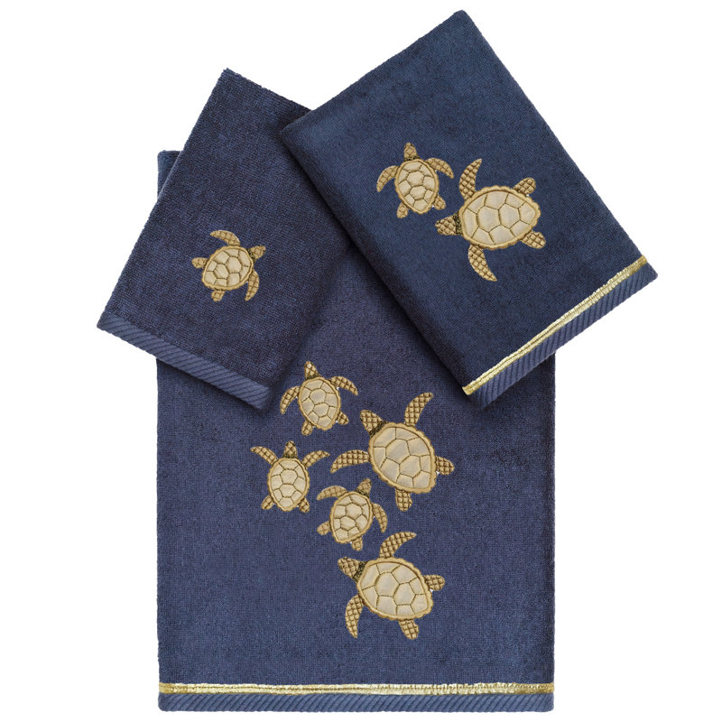  3 Piece 100% Turkish Cotton Towel Set, Marine