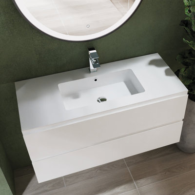 DAX Pasadena Vanity Cabinet with Glossy Toscana Basin, 40", Matt White