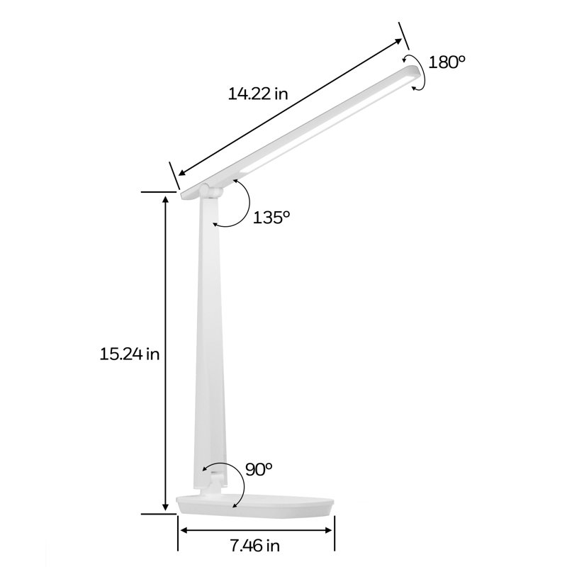 Honeywell LED Desk Lamp with Touch Control, 4 Color Modes, USB A/C Charging Ports & Adjustable Arm, White