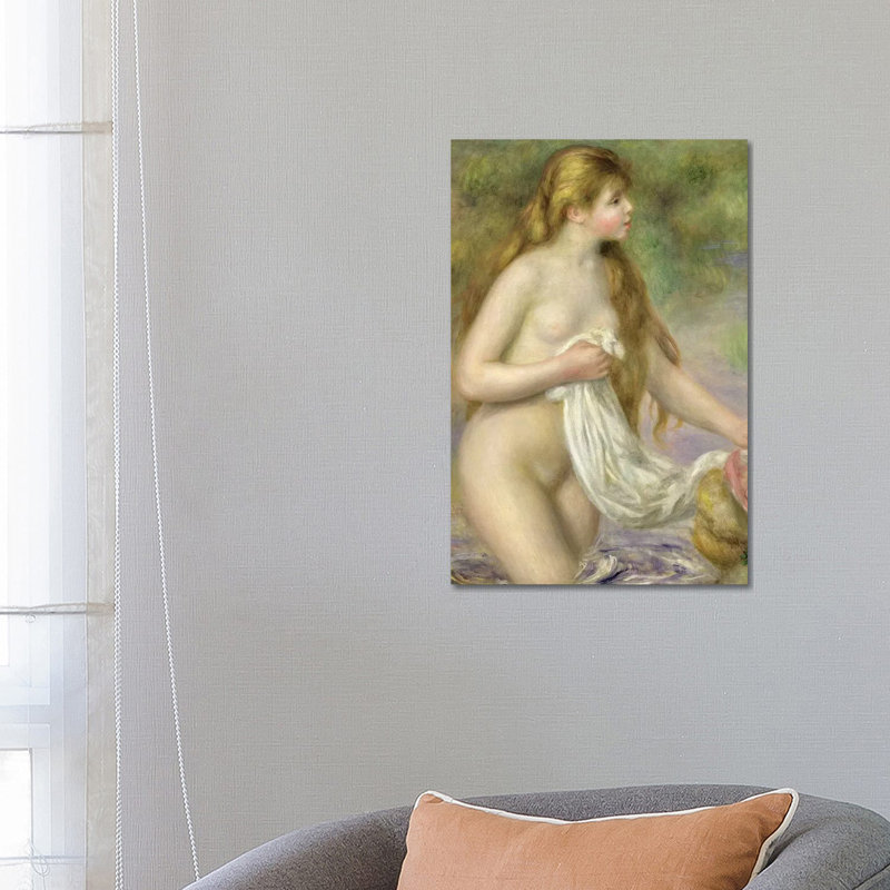 Bather with Long Hair, c.1895 by Pierre-Auguste Renoir - 1 Piece Wrapped Canvas Painting