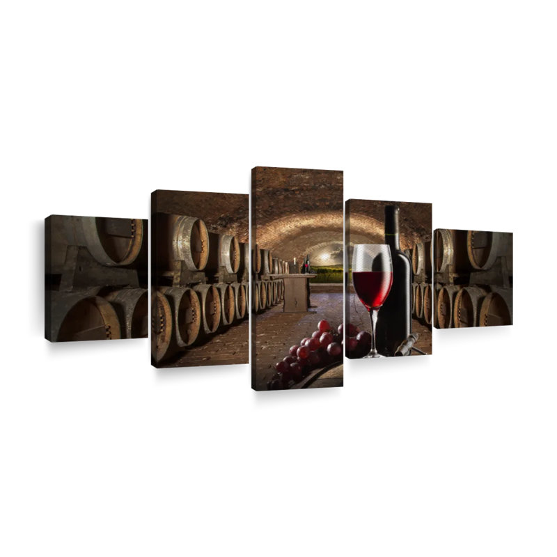 Ensemble de vinerie sur toile 5 pièces, H 55 po x l 24 po x P 1,25 po