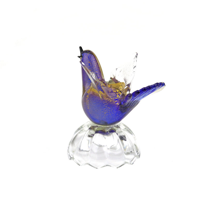 Murano Glass Bird On Clear Base