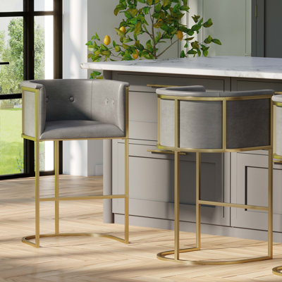 Tabouret de bar 31 po - Similicuir avec base en métal au fini laiton