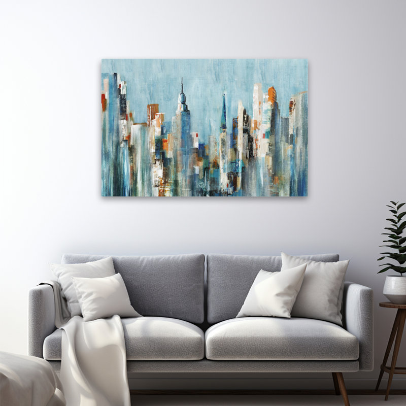 Channel I, art abstrait moderne bleu, peinture, H 48 po x l 32 po