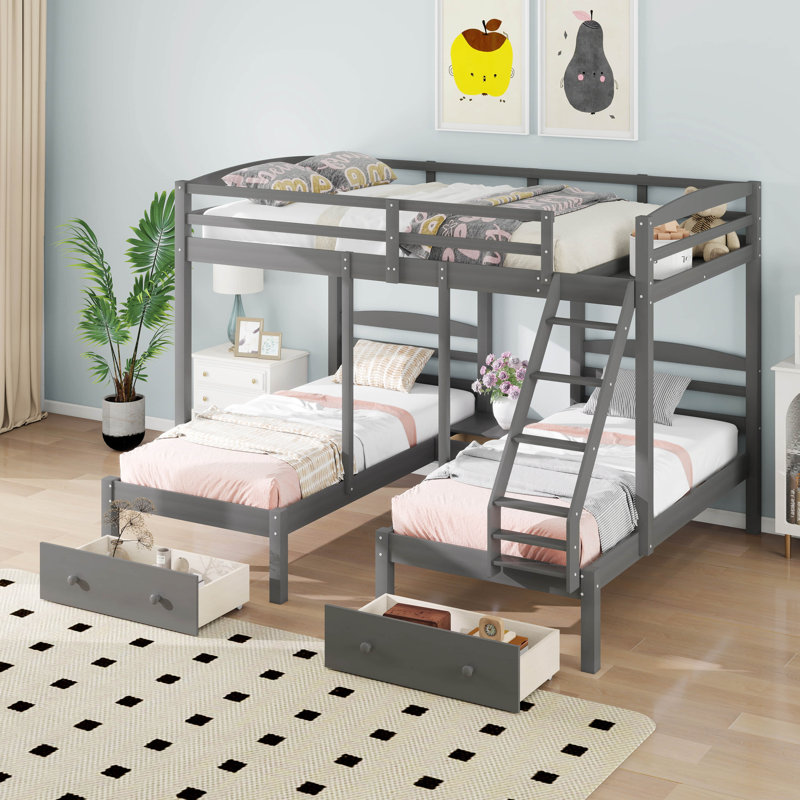 Louna Kids Bunk Bed with Drawers, Full Over Twin