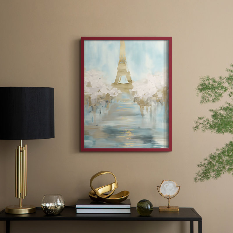 Série FLORAL Dxxvii - reproduction encadrée de qualité supérieure - prête à être accrochée - aucun clou requis, Rouge