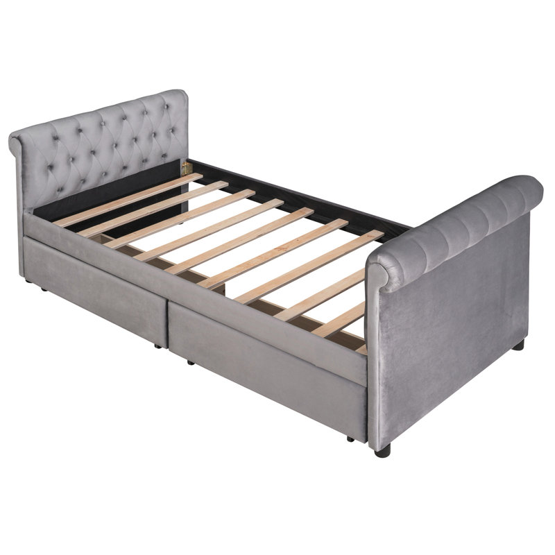 Lit de jour simple à la mode avec option de tiroir et matelas de lit à lattes en bois fiable offrant une grande disponibilité