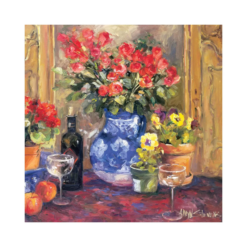 Red Flowers 1 Piece Painting on Canvas, 45.72 cm H x 45.72 cm W x 1.91 cm D, Wrapped Canvas