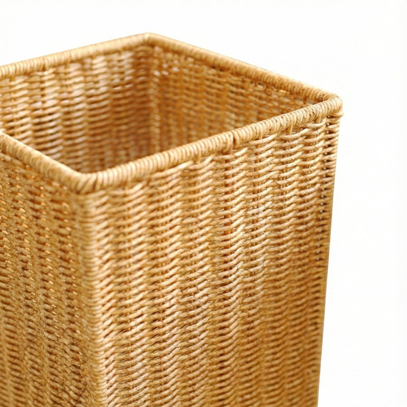 2-Piece Wicker Umbrella Stand Set with Drip Tray for Entryway Storage