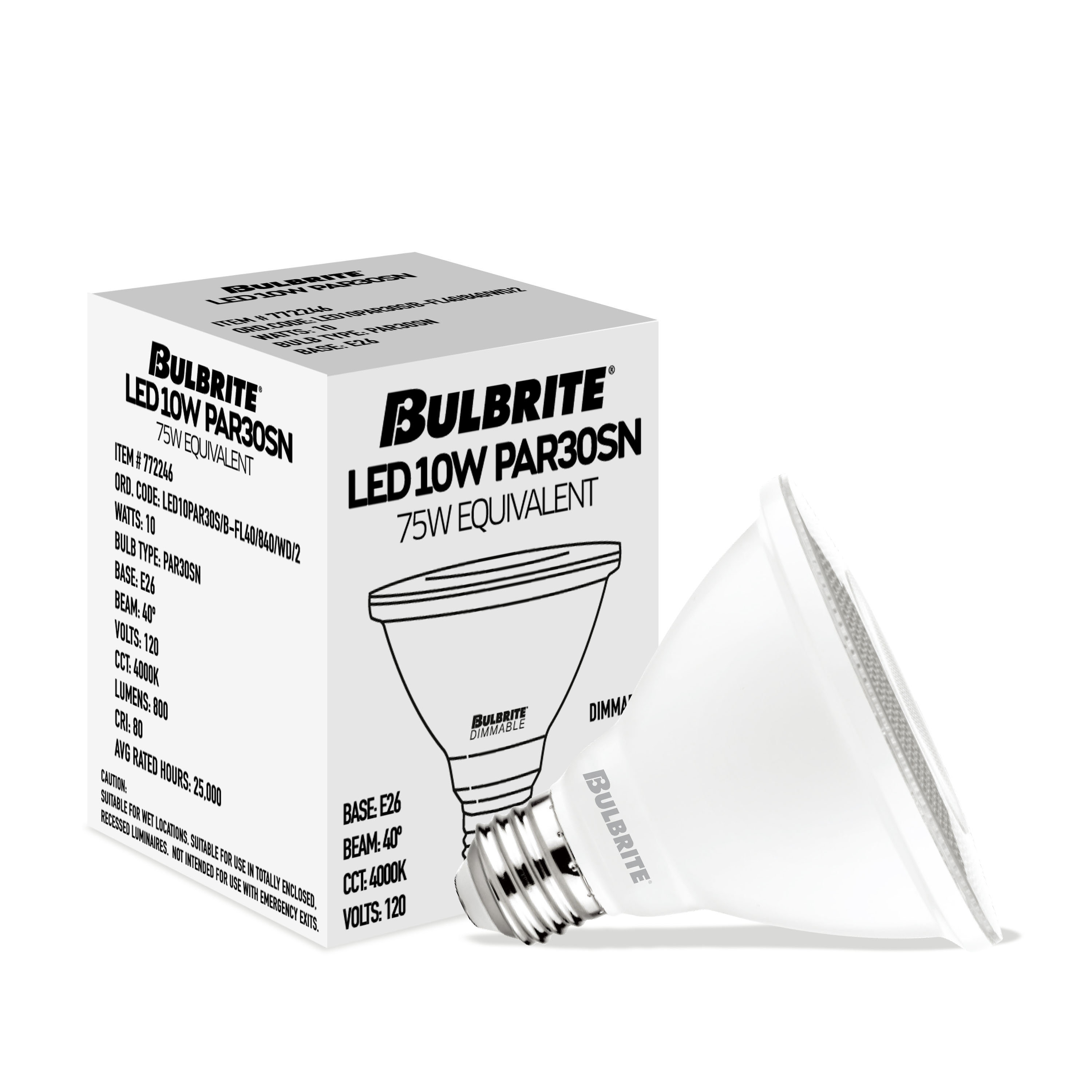 Bulbrite Industries 75 Watt Equivalent PAR30 E26/Medium (Standard ...