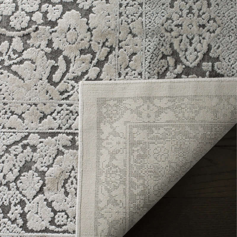 Calidia Oriental Dark Gray/Cream Area Rug, Rectangle 3' x 5'