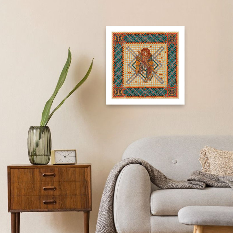 Celtic Winged Griffin Abstract Contemporary Lion Winter Wall Art Print 1 Piece Wrapped Canvas Wall Art, 60.96cm H x 60.96cm W