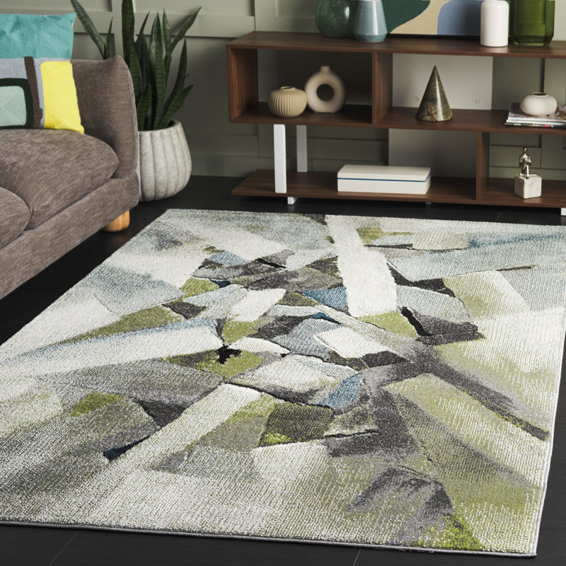 Tapis vert / gris Gillo 6937, Rectangle 5 pi 3 po x 7 pi 6 po