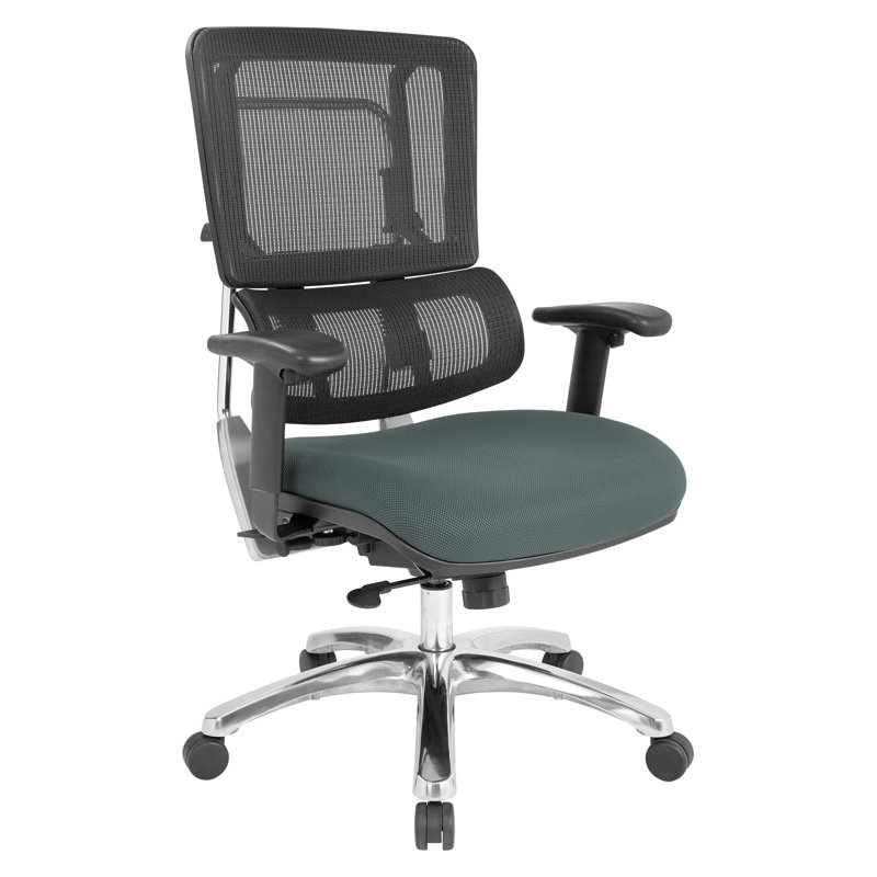 Pro-Line II Polyester Blend Task Chair, Polished Aluminum, Gray Mesh Fabric/Black