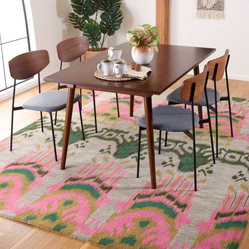 Kline Ikat Hand Tufted Wool Ikat Rug, Rectangle 8' x 10'