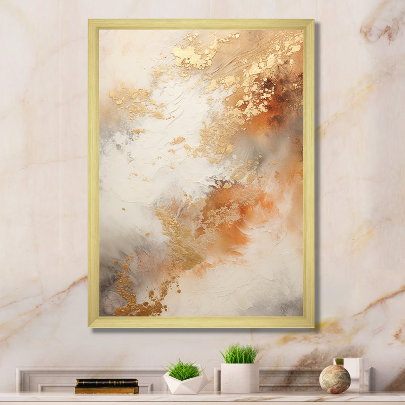 Or et marbre blanc géode I - décoration murale abstraite_106519, Encadrement doré, H 32 po x l 16 po x P 1 po