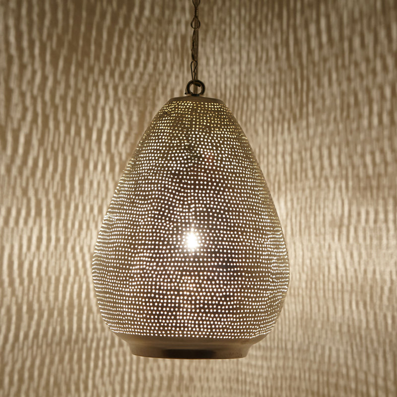 Sacco 1 - Light Silver Single Pendant, 33cm H x 22cm W x 22cm D