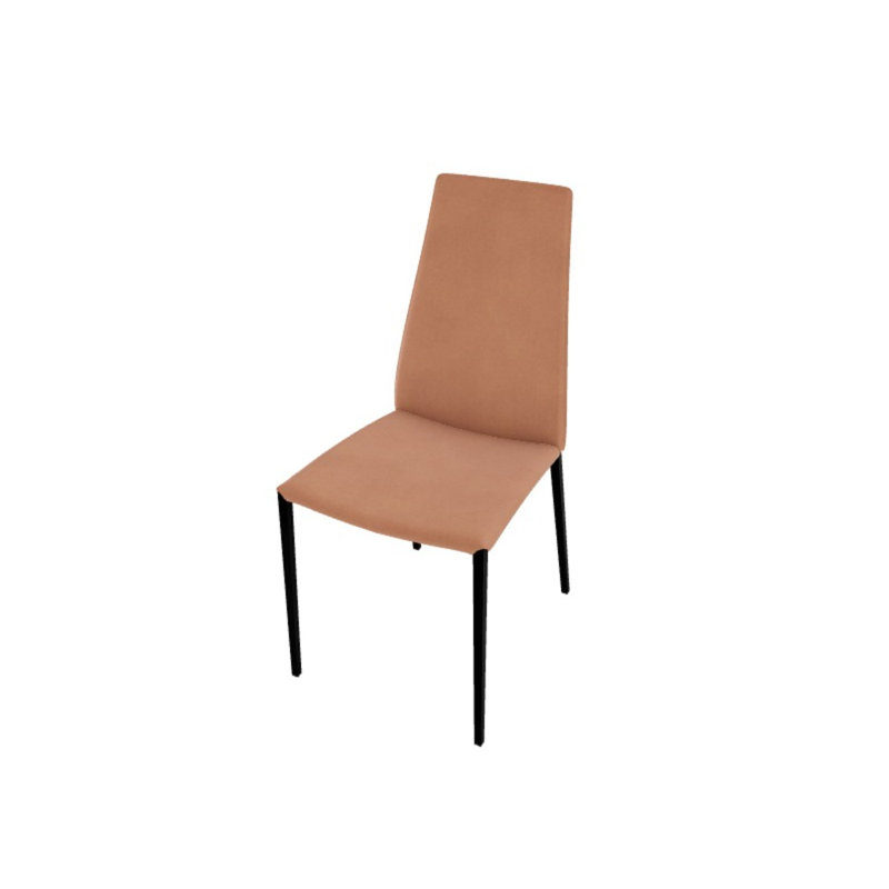 Aida Upholstered Ergonomic Chair with Metal Frame, Matte Black, Regeneratedlth Cognac