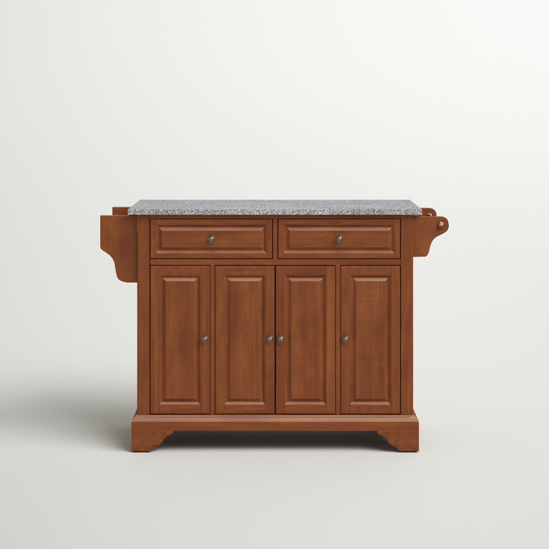 Bert Granite Top Kitchen Island, Classic Cherry