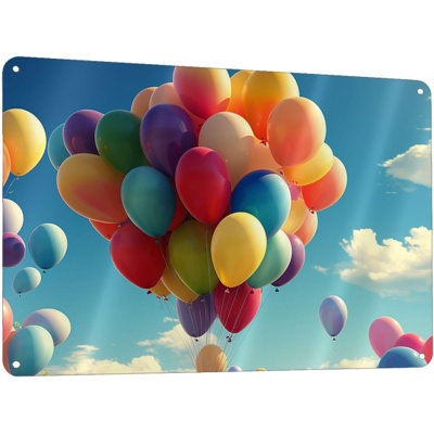 Rétro affiche en métal rétro avec plaque de bar en aluminium pour salle de bain, panneau de véranda rétro, affiche de bienvenue, affiche en ballon de couleur, décoration murale pour café, décoration murale, 8 x 12 pouces