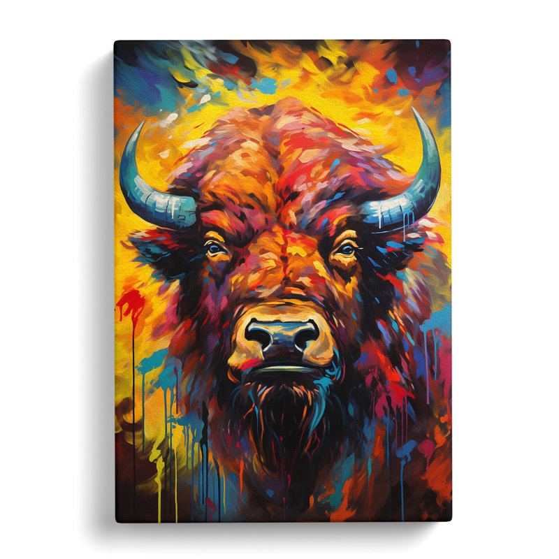 Buffalo Expressionism Art - Wrapped Canvas, 60cm H x 40cm W x 3cm D