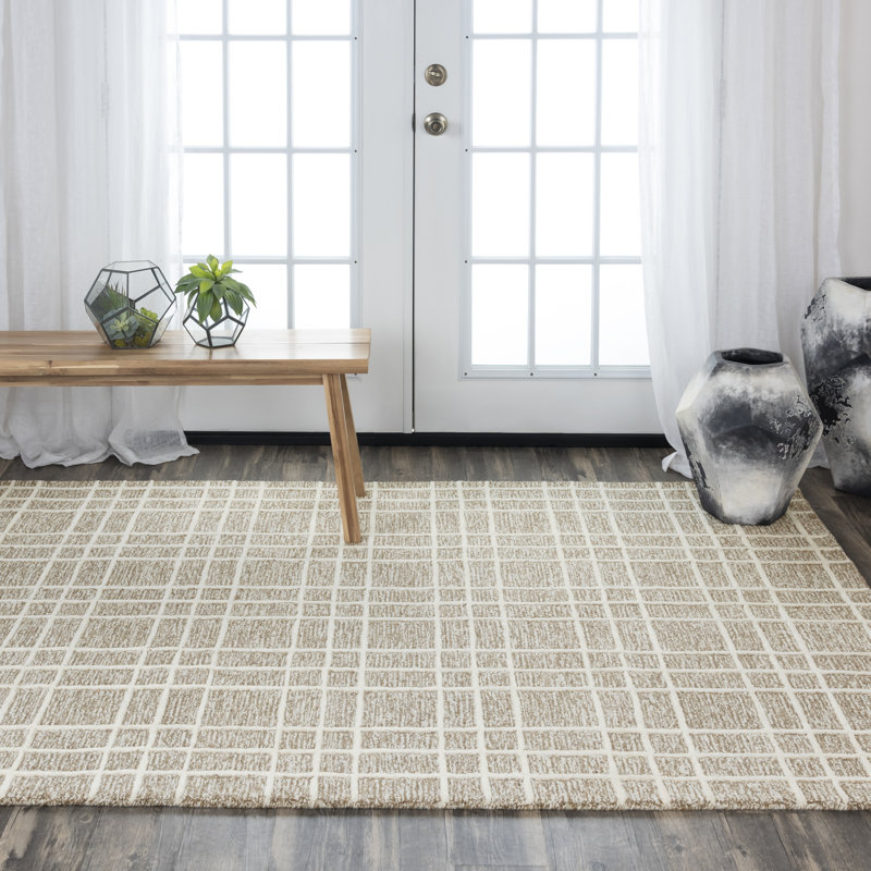 Tapis brun en laine touffeté à la main Alec, Rectangle 9 pi 9 po x 13 pi 9 po